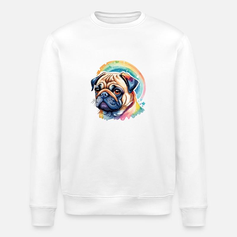 Aquarelles de carlin - Sweat bio ROLLER Stanley/Stella Unisexe - blanc