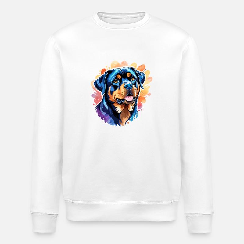 Rottweiler Wasserfarben - Stanley/Stella Unisex Bio-Sweatshirt ROLLER - Weiß