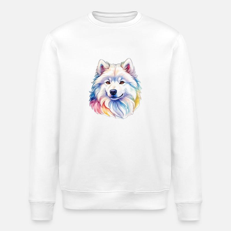Aquarelles Samoyèdes - Sweat bio ROLLER Stanley/Stella Unisexe - blanc