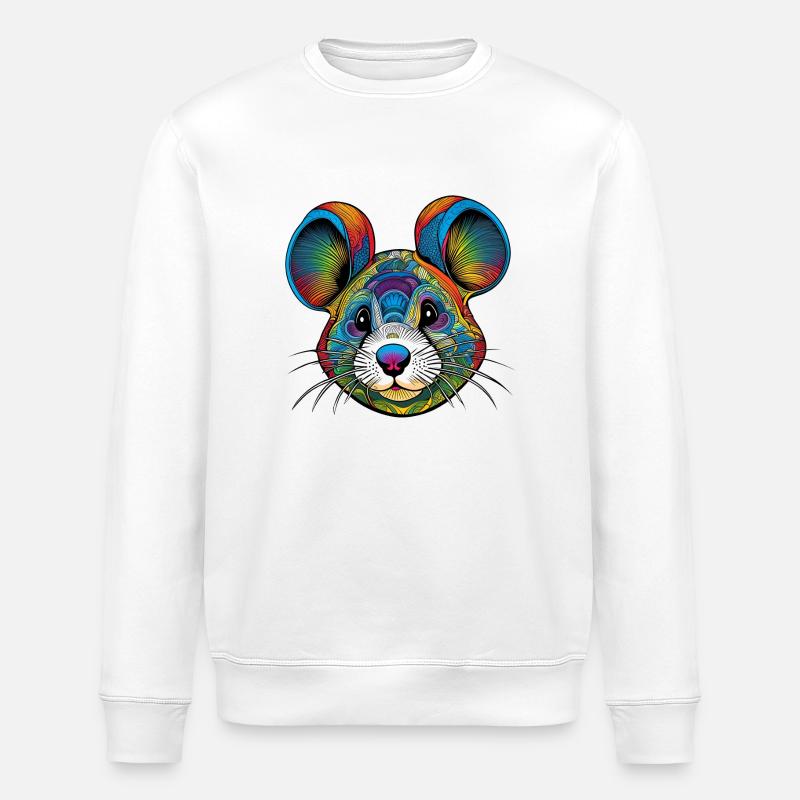 Portrait graphique d'une souris - Sweat bio ROLLER Stanley/Stella Unisexe - blanc