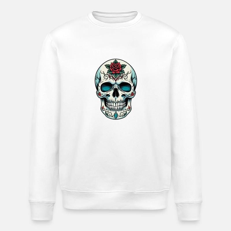 Totenkopf Neo Traditional - Stanley/Stella Unisex Bio-Sweatshirt ROLLER - Weiß