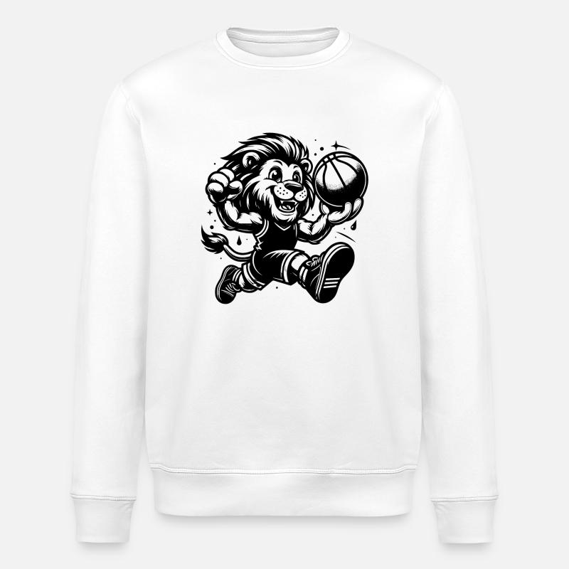 Strahlender Löwe stürmisch mit Basketball - Stanley/Stella Unisex Bio-Sweatshirt ROLLER - Weiß