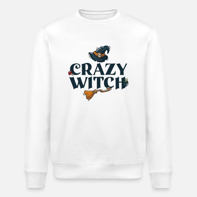 Sorcière Crazy - Sweat bio ROLLER Stanley/Stella Unisexe - blanc