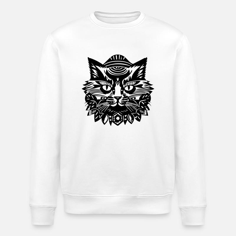 Katze - Stanley/Stella Unisex Bio-Sweatshirt ROLLER - Weiß