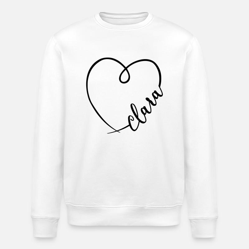 Clara Name Calligraphy Heart - Stanley/Stella ROLLER Unisex Organic Sweatshirt - white