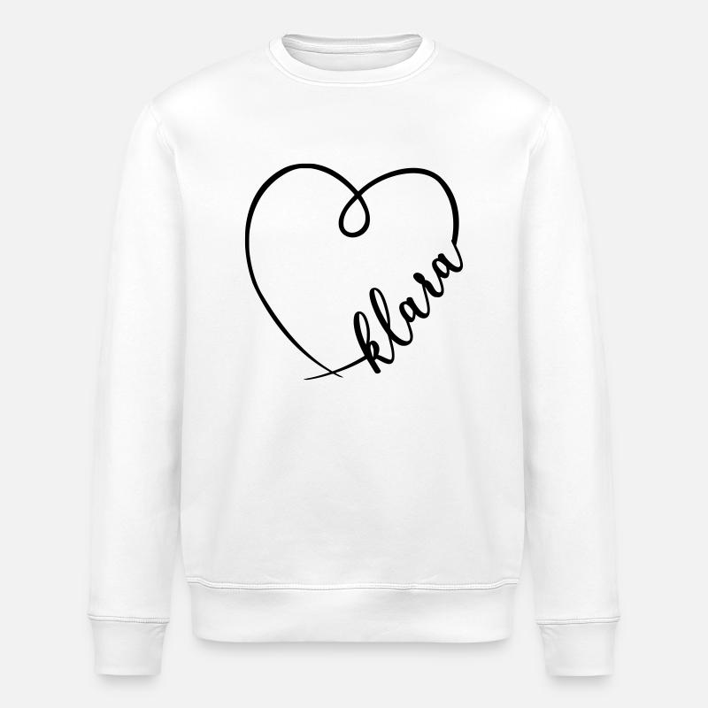 Klara Nom Calligraphie Coeur - Sweat bio ROLLER Stanley/Stella Unisexe - blanc