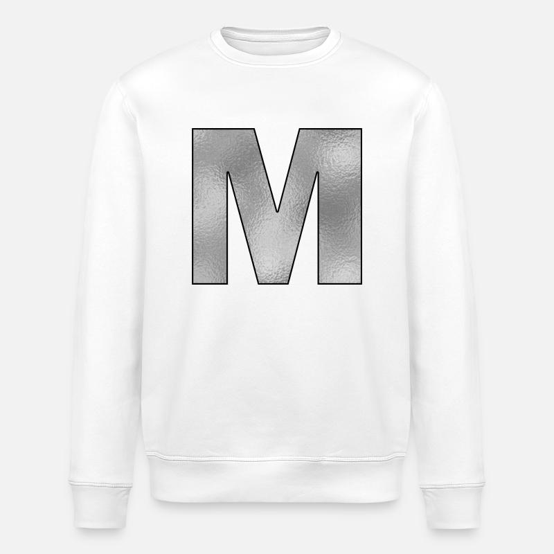 Buchstabe M Silber - Stanley/Stella Unisex Bio-Sweatshirt ROLLER - Weiß