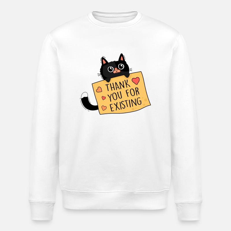 Katze und Dankbarkeit - Stanley/Stella Unisex Bio-Sweatshirt ROLLER - Weiß