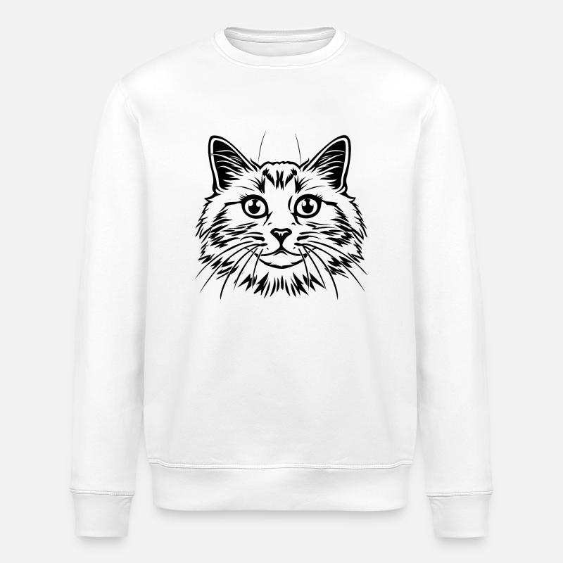 Katze, Katzenmotiv, Katzengesicht - Stanley/Stella Unisex Bio-Sweatshirt ROLLER - Weiß