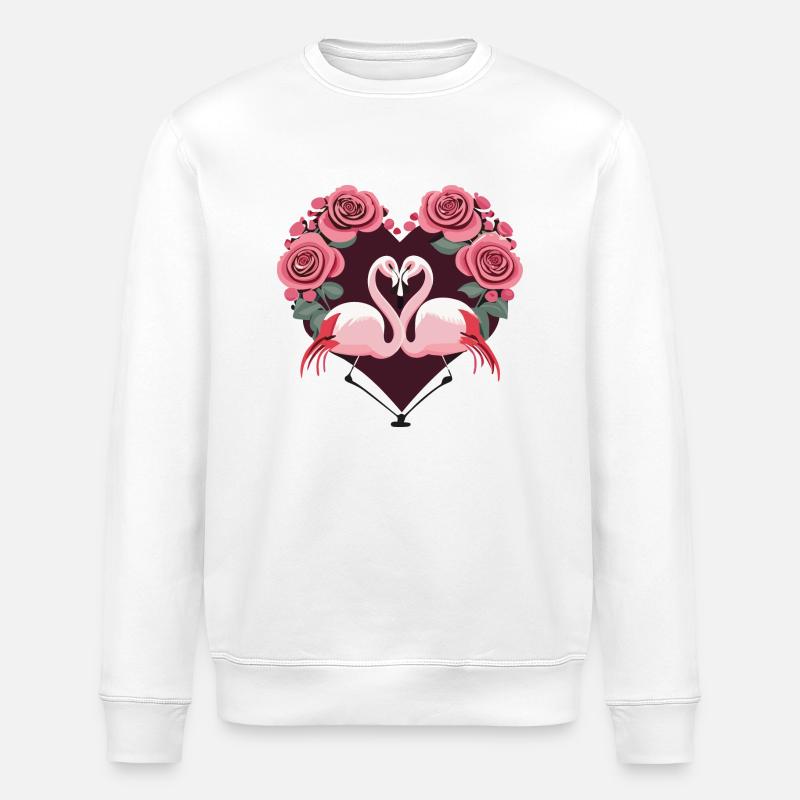 flamingo herz rosen - Stanley/Stella Unisex Bio-Sweatshirt ROLLER - Weiß