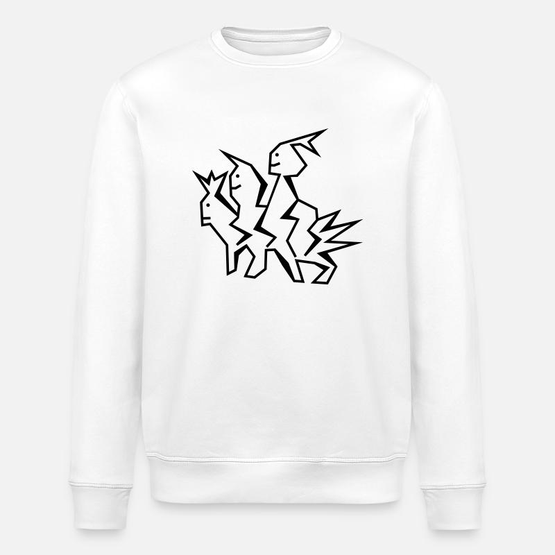 Vector drawing three-headed dragon - Stanley/Stella ROLLER Unisex Organic Sweatshirt - white