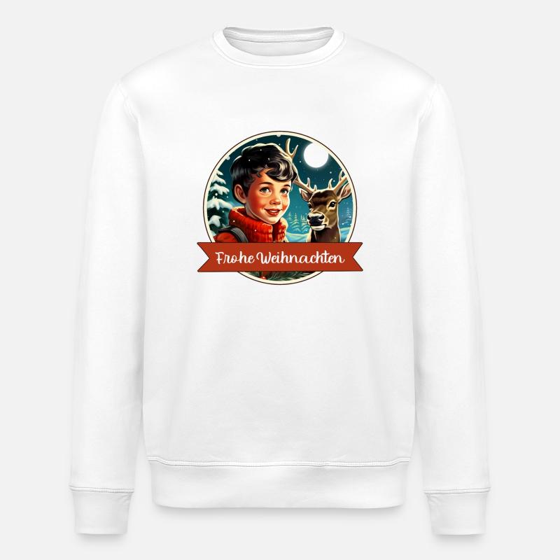 Junge im Winterwald - Stanley/Stella Unisex Bio-Sweatshirt ROLLER - Weiß