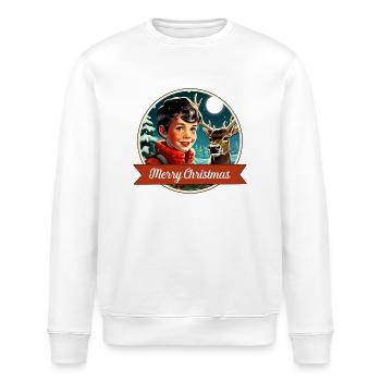 Junge und Hirsch im Winterwald - Stanley/Stella Unisex Bio-Sweatshirt ROLLER - Weiß - Vorne - Nik (191cm)