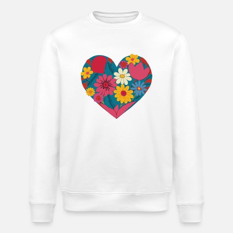 Liebe - Blumen - Herz - Stanley/Stella Unisex Bio-Sweatshirt ROLLER - Weiß