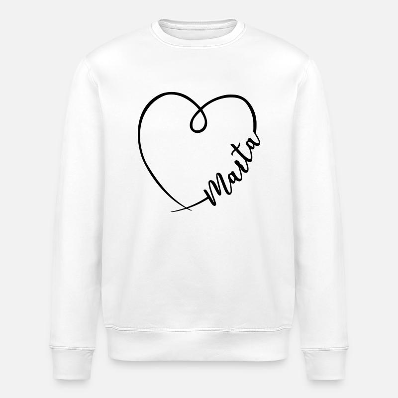 Marta nom calligraphie coeur - Sweat bio ROLLER Stanley/Stella Unisexe - blanc