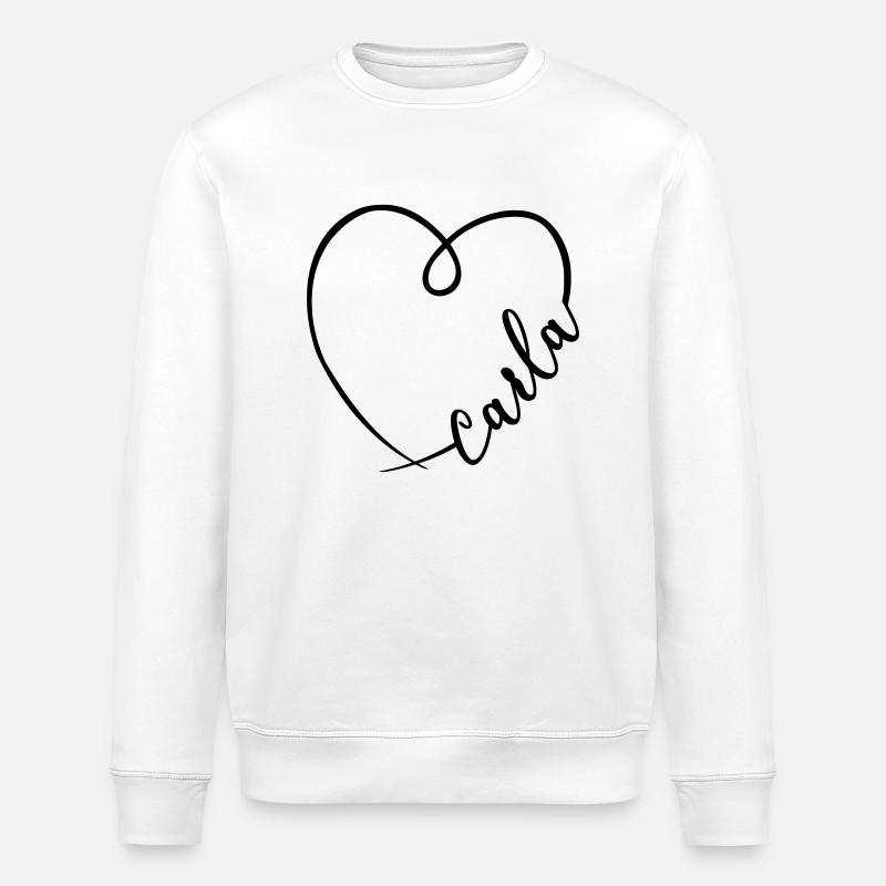 Carla Name Calligraphy Heart - Stanley/Stella ROLLER Unisex Organic Sweatshirt - white
