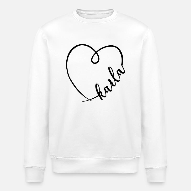 Karla Name Calligraphy Heart - Stanley/Stella ROLLER Unisex Organic Sweatshirt - white