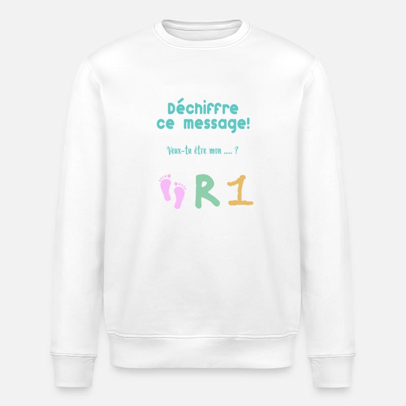 Déchiffre le message ! Parrain - Sweat bio ROLLER Stanley/Stella Unisexe - blanc