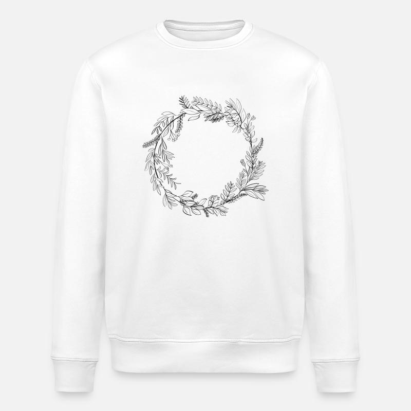 Floral wreath - Stanley/Stella ROLLER Unisex Organic Sweatshirt - white