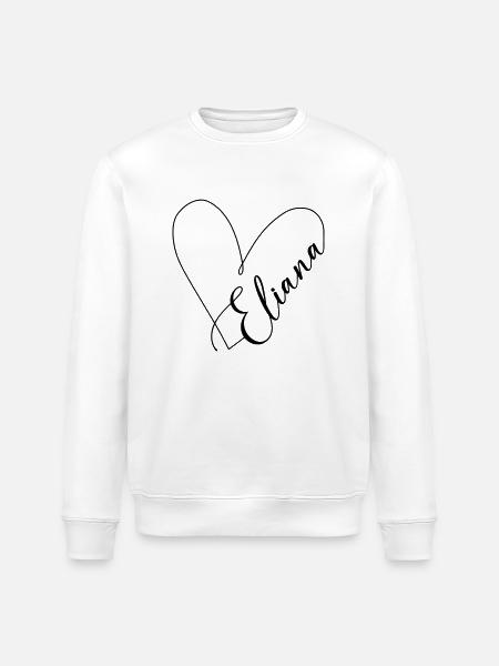 Eliana Name Heart Line - Stanley/Stella ROLLER Unisex Organic Sweatshirt - white