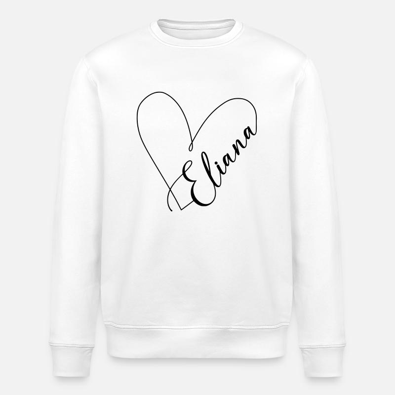Eliana Name Heart Line - Stanley/Stella ROLLER Unisex Organic Sweatshirt - white