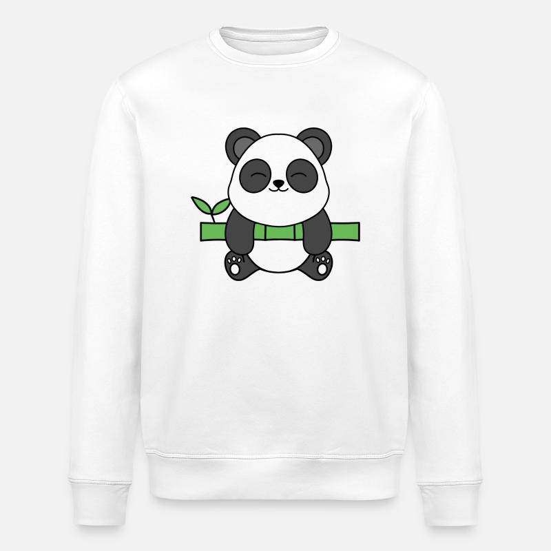Cute panda hanging from bamboo - Stanley/Stella ROLLER Unisex Organic Sweatshirt - white