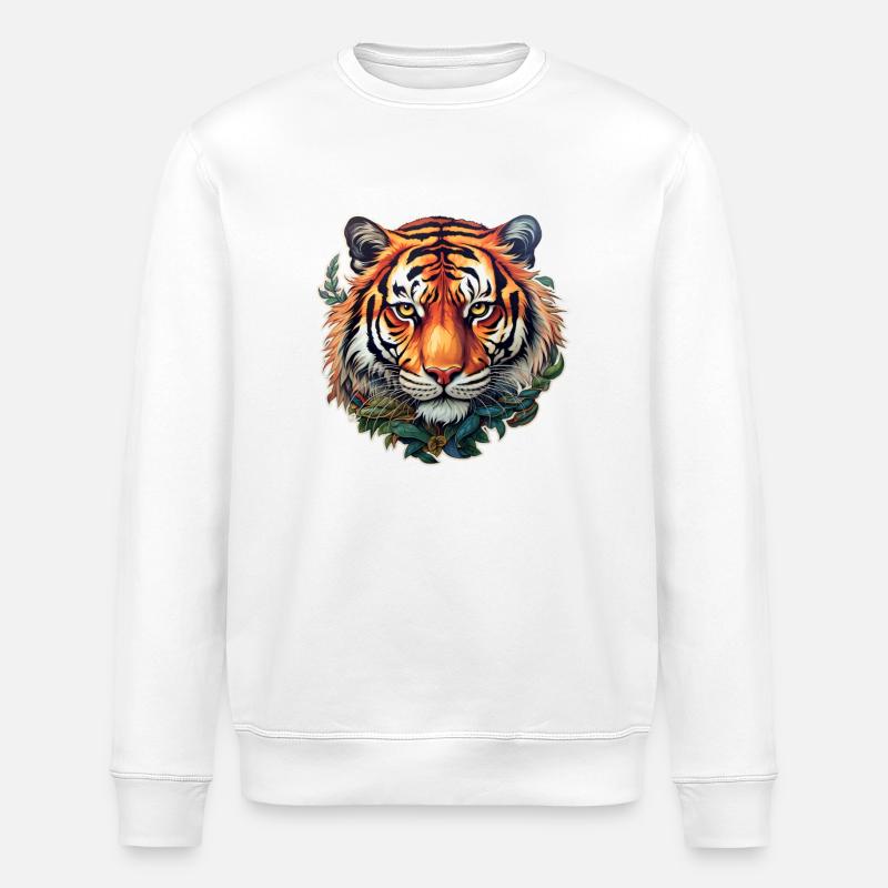 Tiger's head - Stanley/Stella ROLLER Unisex Organic Sweatshirt - white