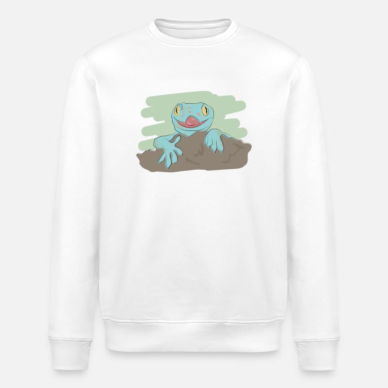 Design illustré avec gecko - Sweat bio ROLLER Stanley/Stella Unisexe - blanc