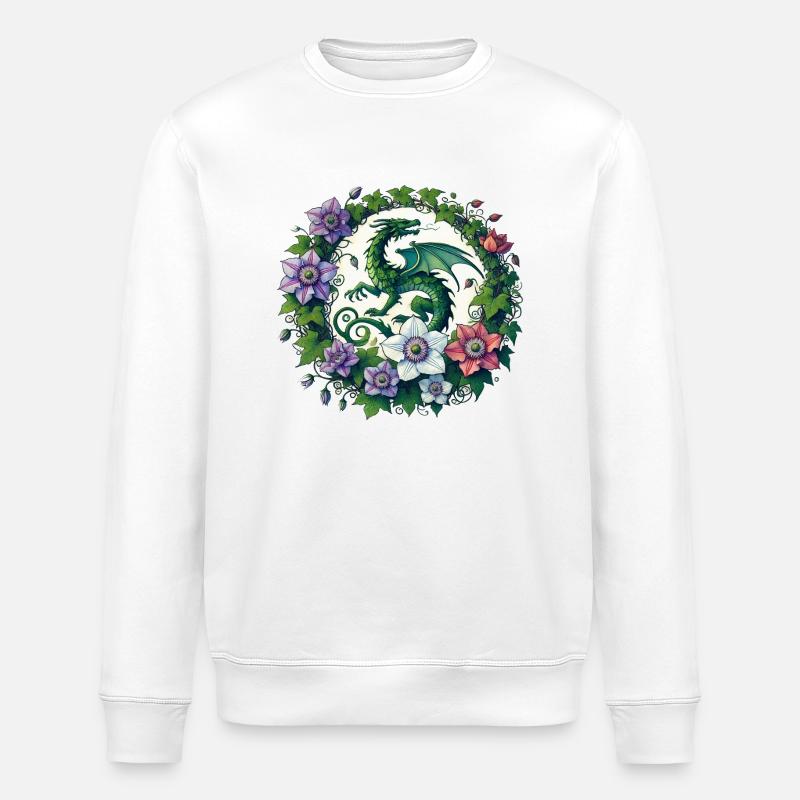 Clematis Dragon - Stanley/Stella ROLLER Unisex Organic Sweatshirt - white