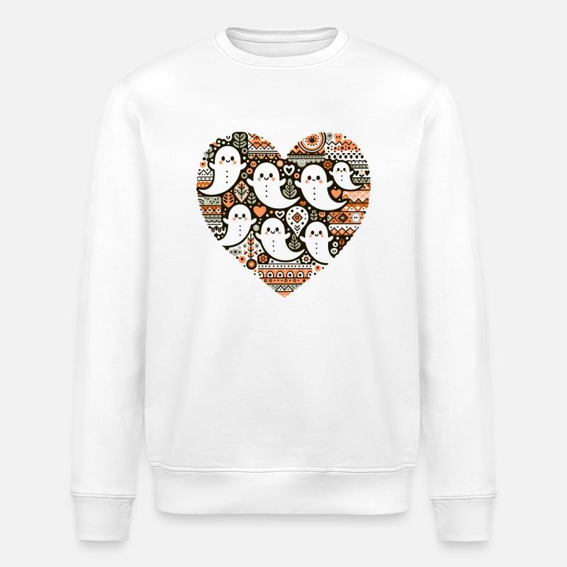 Boho Ghost Coeur T-shirt - Sweat bio ROLLER Stanley/Stella Unisexe - blanc