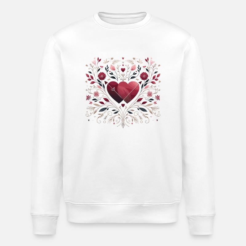 Double hearts with pattern - Stanley/Stella ROLLER Unisex Organic Sweatshirt - white