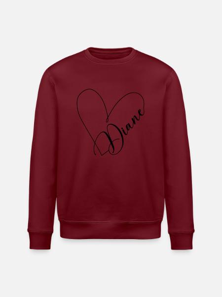 Diane Name Heart Line - Stanley/Stella ROLLER Unisex Organic Sweatshirt - white