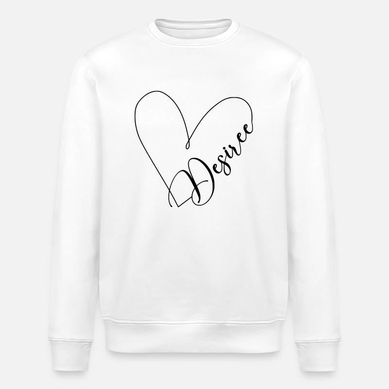 Desiree Name Heart Line - Stanley/Stella ROLLER Unisex Organic Sweatshirt - white