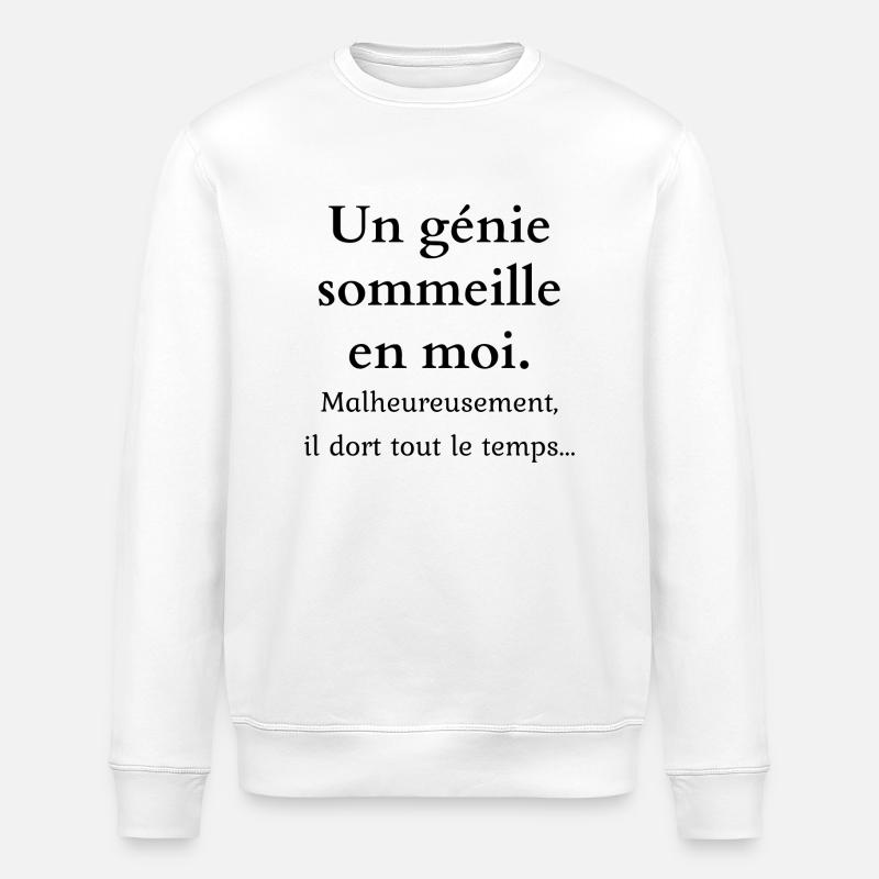 A sleeping genius in me - Stanley/Stella ROLLER Unisex Organic Sweatshirt - white