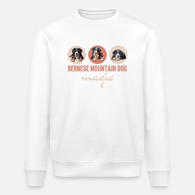 Bernese Mountain Dog Magic - Stanley/Stella ROLLER Unisex Organic Sweatshirt - white