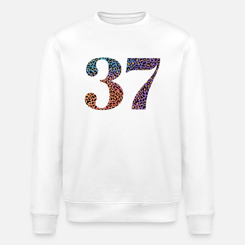 37th Anniversary Leopard - Stanley/Stella ROLLER Unisex Organic Sweatshirt - white