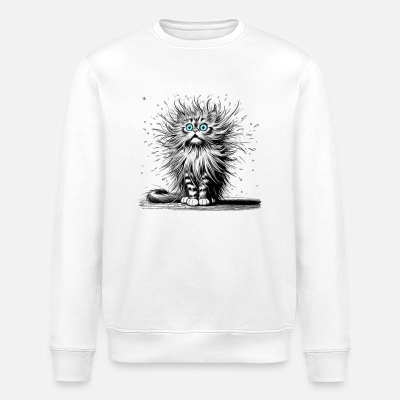 Katze witzig - Stanley/Stella Unisex Bio-Sweatshirt ROLLER - Weiß