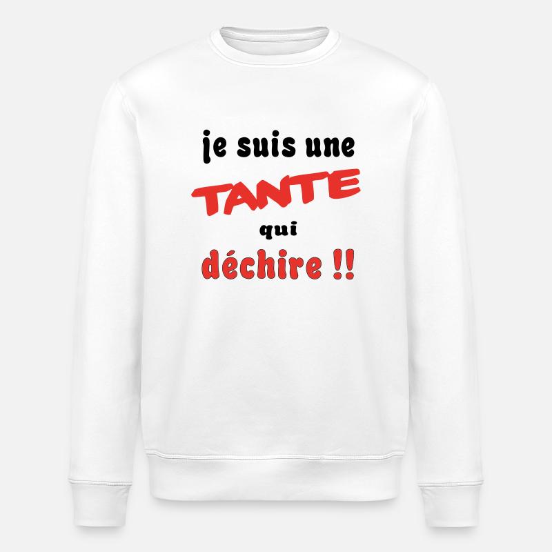 Je suis une tante... - Sweat bio ROLLER Stanley/Stella Unisexe - blanc