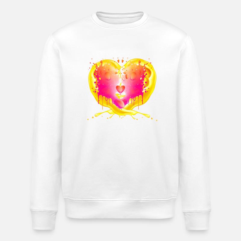 Herz hinter Flammen - Stanley/Stella Unisex Bio-Sweatshirt ROLLER - Weiß
