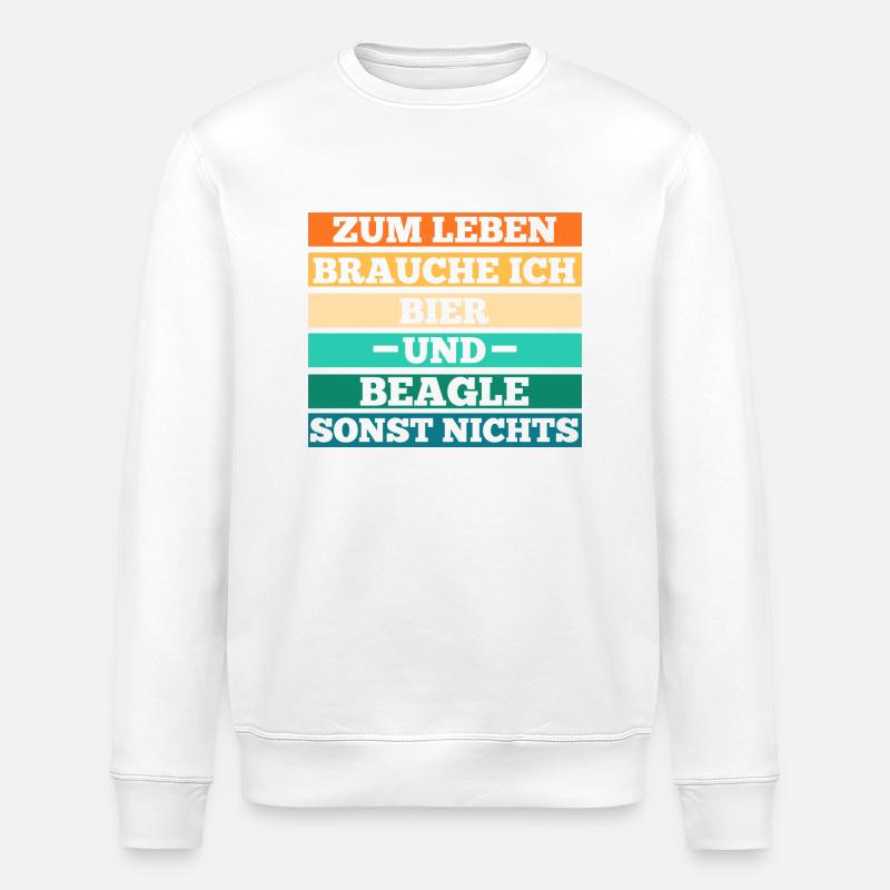 Dog Beer Beagle - Stanley/Stella ROLLER Unisex Organic Sweatshirt - white