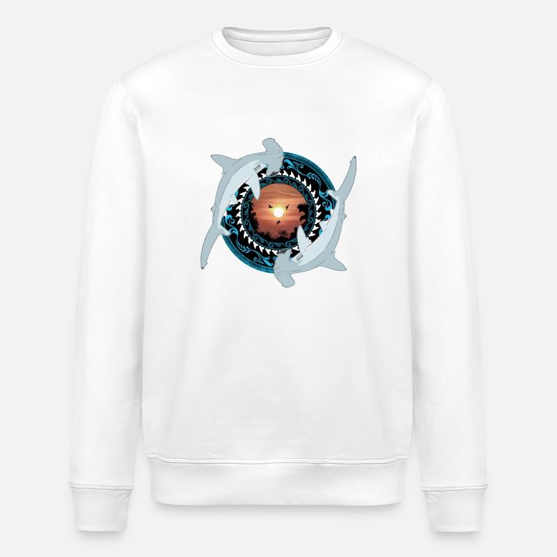Hammerhai Hawaiianisch - Stanley/Stella Unisex Bio-Sweatshirt ROLLER - Weiß