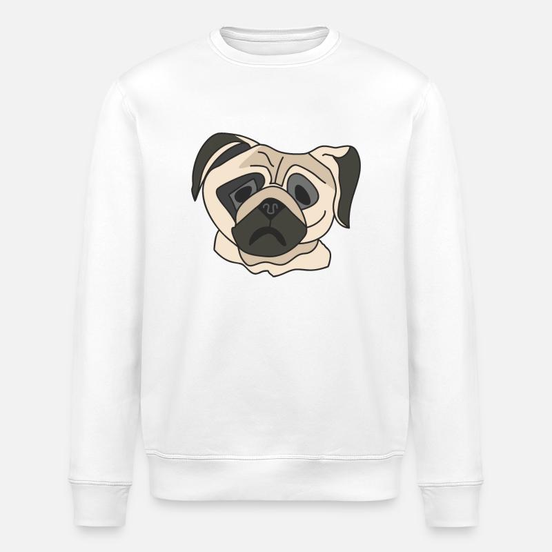 Pug face - Stanley/Stella ROLLER Unisex Organic Sweatshirt - white