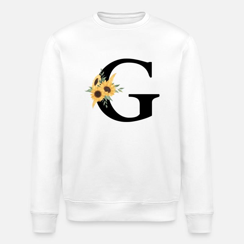 Buchstabe g Blumen-Sonnenblume - Stanley/Stella Unisex Bio-Sweatshirt ROLLER - Weiß