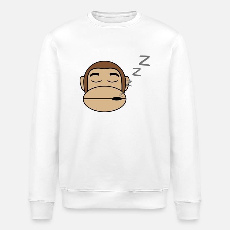 Monkey Sleeps Gift Idea - Stanley/Stella ROLLER Unisex Organic Sweatshirt - white