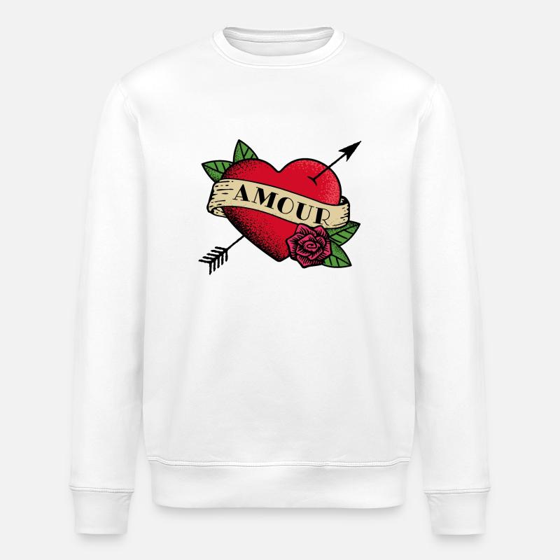 Herz Tattoo Amour - Stanley/Stella Unisex Bio-Sweatshirt ROLLER - Weiß