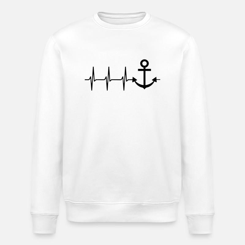 ancre de coeur capitaine - Sweat bio ROLLER Stanley/Stella Unisexe - blanc