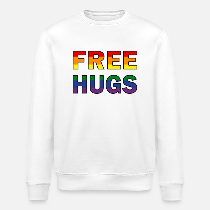Gratuit Hugs Drapeau arc-en-ciel - Sweat bio ROLLER Stanley/Stella Unisexe - blanc