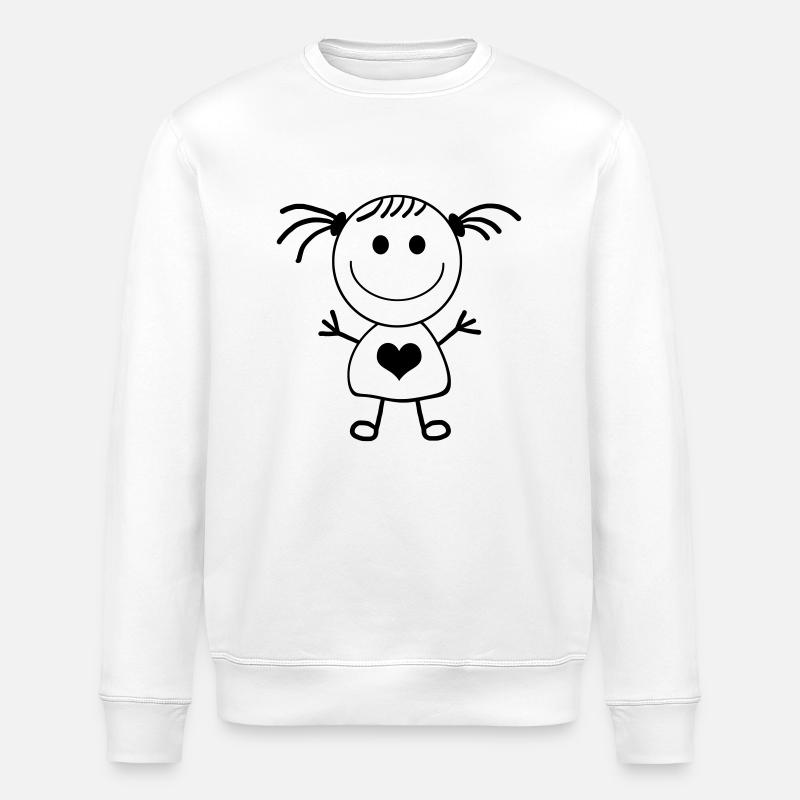Mädchen Strichmännchen - Stanley/Stella Unisex Bio-Sweatshirt ROLLER - Weiß