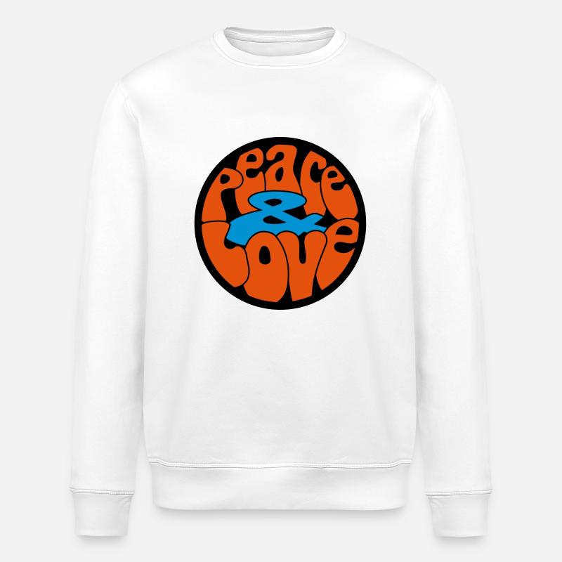 Peace Love Button_V1 - Sweat bio ROLLER Stanley/Stella Unisexe - blanc