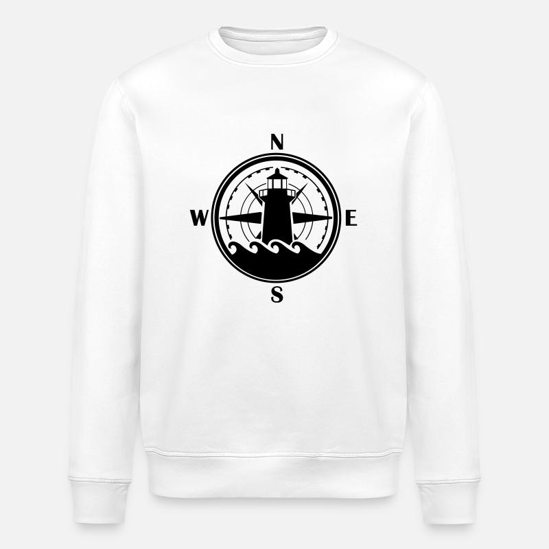 leuchtturm_kompass_01 - Stanley/Stella Unisex Bio-Sweatshirt ROLLER - Weiß